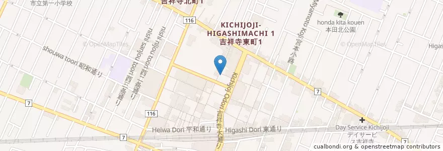 Mapa de ubicacion de 吉祥寺駅前郵便局 en Japan, 東京都, 武蔵野市.