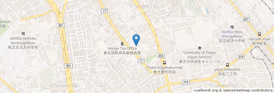 Mapa de ubicacion de 向丘保育園 en ژاپن, 東京都, 文京区.