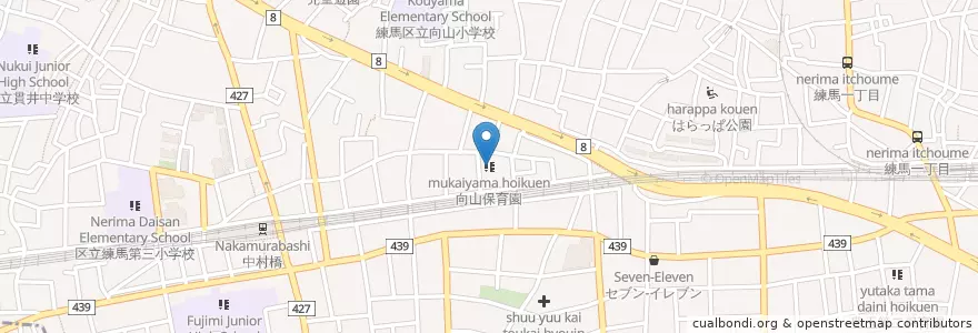 Mapa de ubicacion de 向山保育園 en Japão, Tóquio, 練馬区.
