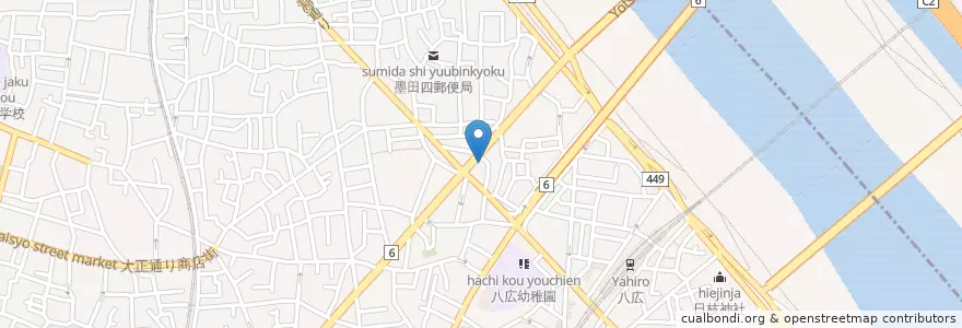 Mapa de ubicacion de 向島警察署 四ツ木橋交番 en Jepun, 東京都, 墨田区.