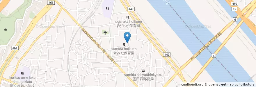 Mapa de ubicacion de 向島警察署 墨田交番 en Japon, Tokyo, 墨田区.