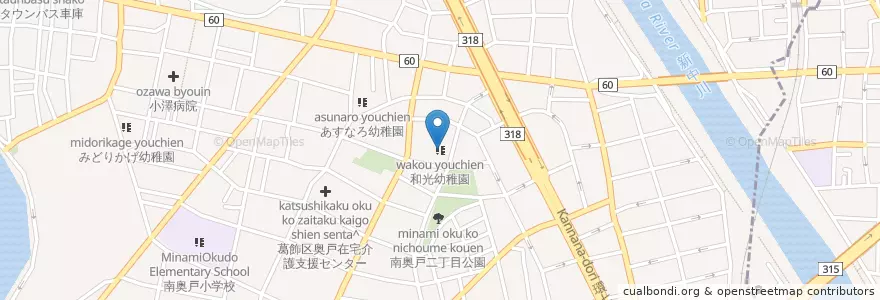 Mapa de ubicacion de 和光幼稚園 en Japan, Tokyo, Katsushika.
