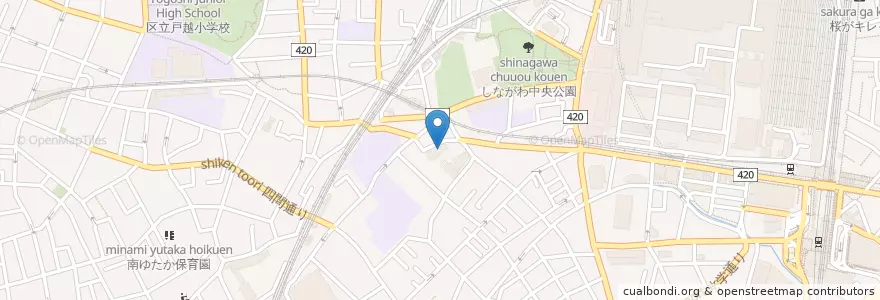 Mapa de ubicacion de 品川区立二葉図書館 en Japonya, 東京都, 品川区.