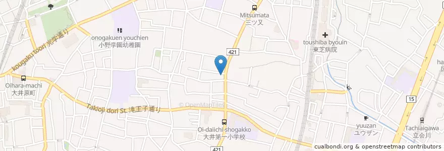 Mapa de ubicacion de 品川大井三郵便局 en Japan, Tokyo, Shinagawa.
