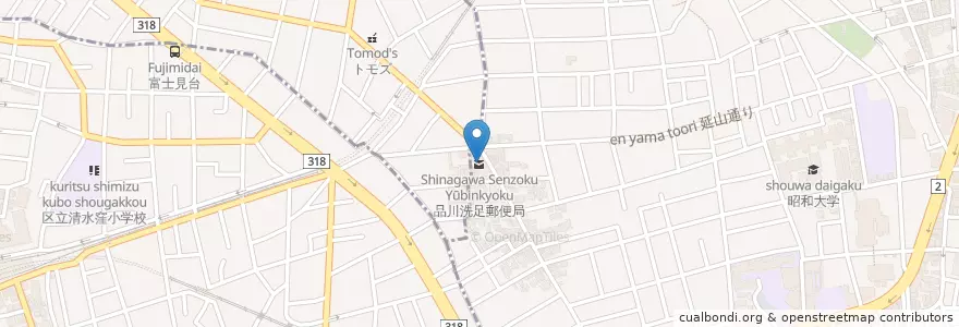 Mapa de ubicacion de 品川洗足郵便局 en Japón, Tokio.