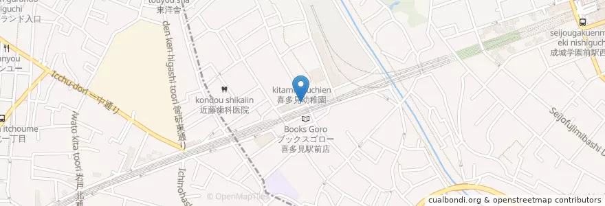 Mapa de ubicacion de 喜多見駅前郵便局 en Jepun, 東京都.