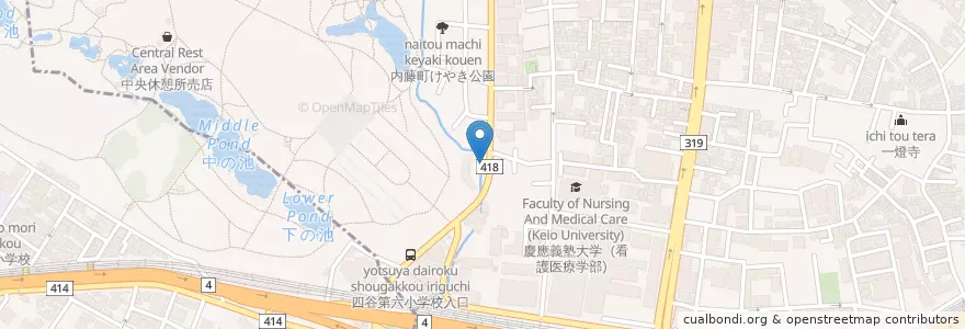 Mapa de ubicacion de 四谷警察署大京町交番 en Japan, Tokio, 新宿区.