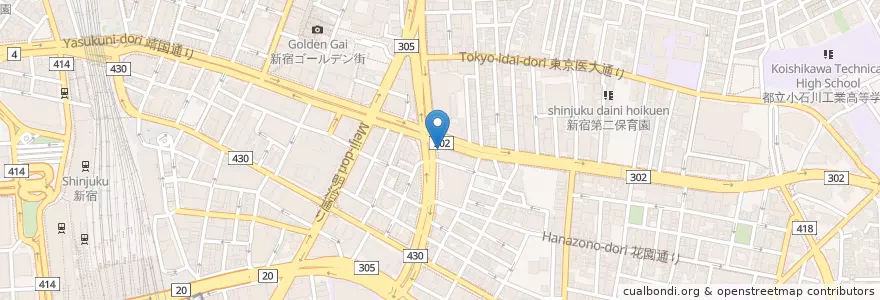 Mapa de ubicacion de 四谷警察署御苑大通交番 en اليابان, 東京都, 新宿区.