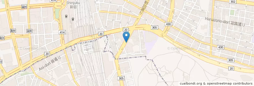 Mapa de ubicacion de 四谷警察署新宿四丁目交番 en اليابان, 東京都, 新宿区.