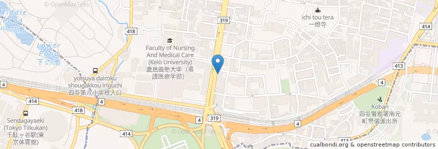 Mapa de ubicacion de 四谷郵便局 en Japonya, 東京都.