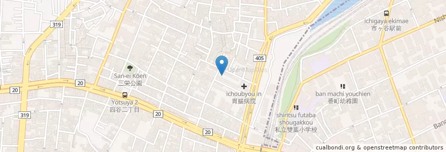 Mapa de ubicacion de 四谷駅前郵便局 en ژاپن, 東京都, 新宿区.