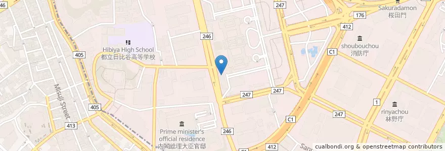 Mapa de ubicacion de 国会内郵便局 en Япония, Токио.