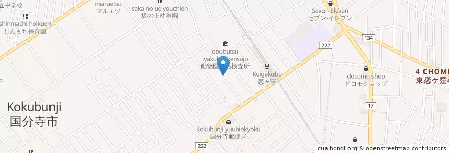 Mapa de ubicacion de 国分寺市役所 en Japonya, 東京都, 国分寺市.