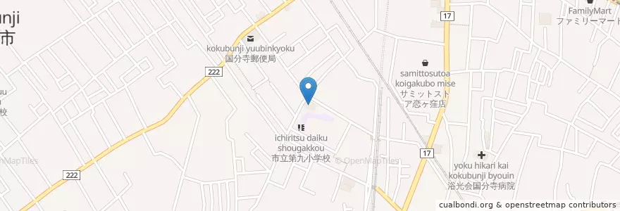 Mapa de ubicacion de 国分寺市立恋ケ窪図書館 en Japan, 東京都, 国分寺市.