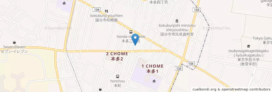 Mapa de ubicacion de 国分寺市立本多図書館 (Honda Library) en Япония, Токио, Кокубундзи.