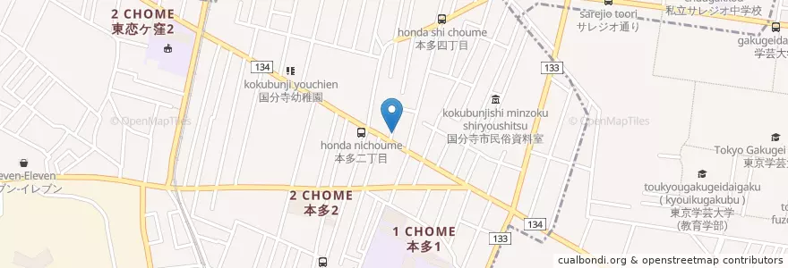 Mapa de ubicacion de 国分寺本多郵便局 (Kokubunji Honda Post Office) en Japan, 東京都, 国分寺市.