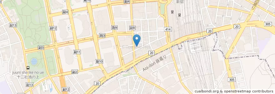 Mapa de ubicacion de 国民生活金融公庫新宿支店 en Japão, Tóquio, 新宿区.