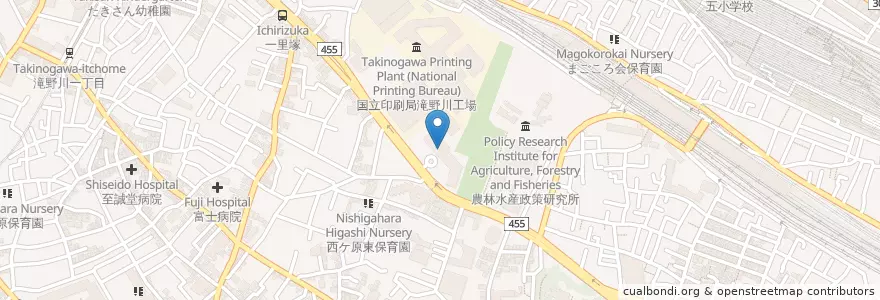 Mapa de ubicacion de 花と森の東京病院 en 日本, 東京都, 北区.