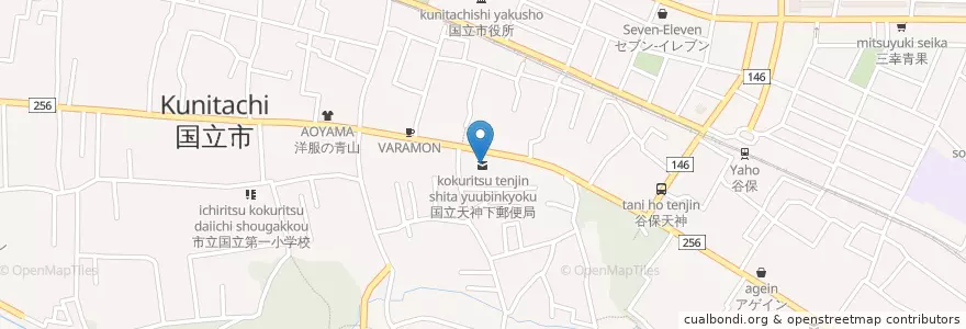 Mapa de ubicacion de 国立天神下郵便局 en 日本, 東京都, 国立市.
