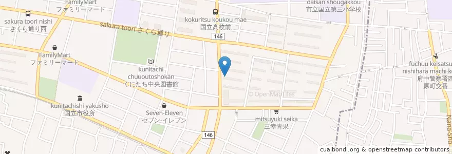 Mapa de ubicacion de 国立富士見台郵便局 en Japan, 東京都, 国立市.