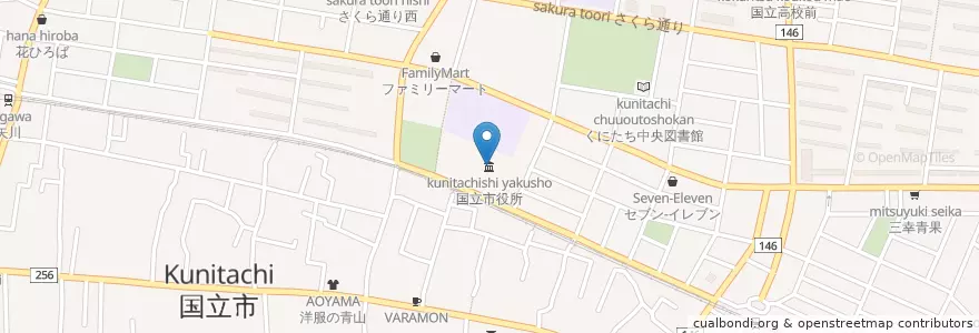 Mapa de ubicacion de 国立市役所 en Japon, Tokyo, 国立市.