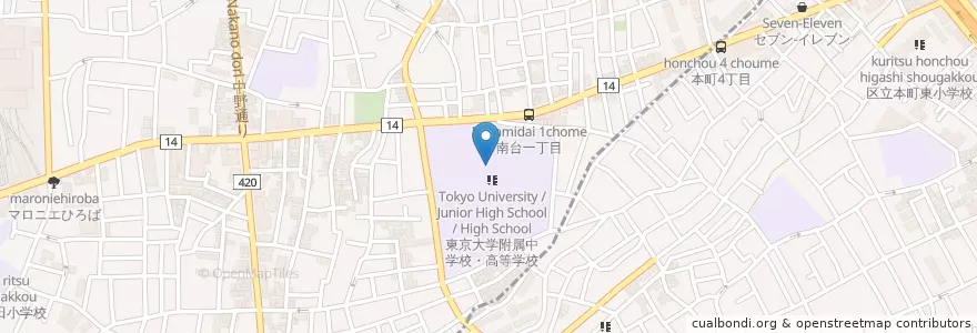 Mapa de ubicacion de 国立東京大学大学院教育学研究科・教育学部附属中等教育学校 en Japan, Tokio, 中野区.