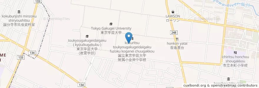 Mapa de ubicacion de 国立東京学芸大学附属小金井中学校 en 日本, 東京都, 小金井市.
