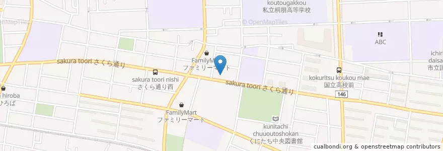 Mapa de ubicacion de 国立郵便局 en 日本, 東京都, 国立市.