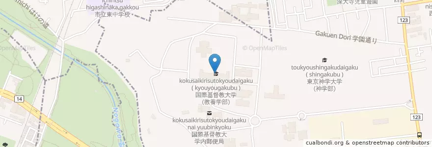 Mapa de ubicacion de 国際基督教大学（教養学部） en Japão, Tóquio.