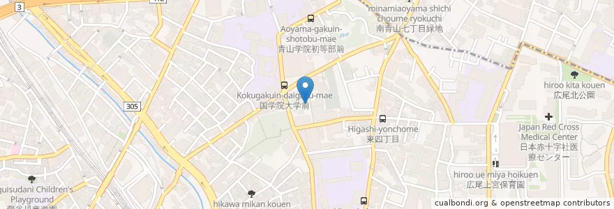 Mapa de ubicacion de 國学院大学（文学部） en ژاپن, 東京都, 渋谷区.
