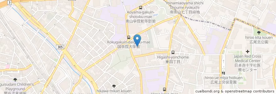 Mapa de ubicacion de 國学院大学（法学部） en 일본, 도쿄도, 시부야구.
