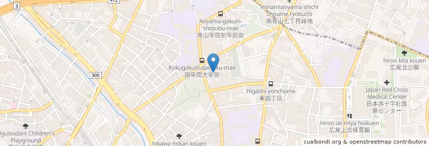 Mapa de ubicacion de 國学院大学（神道文化学部） en Japão, Tóquio, 渋谷区.