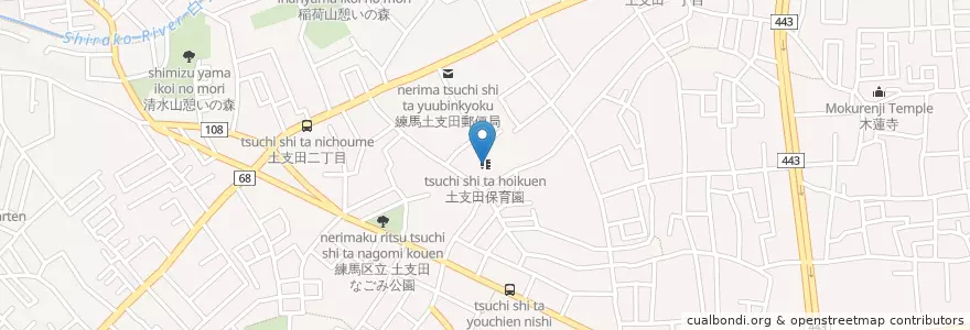Mapa de ubicacion de 土支田保育園 en Japão, Tóquio, 練馬区.