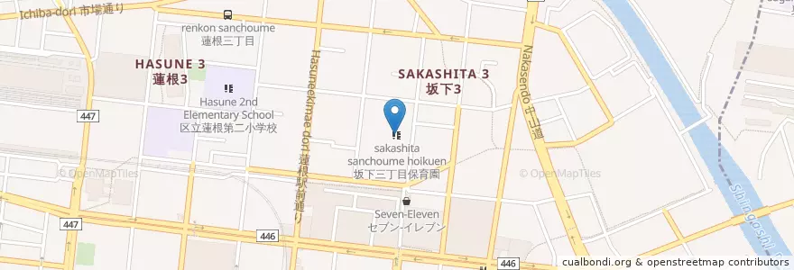 Mapa de ubicacion de 坂下三丁目保育園 en Giappone, Tokyo, 板橋区.
