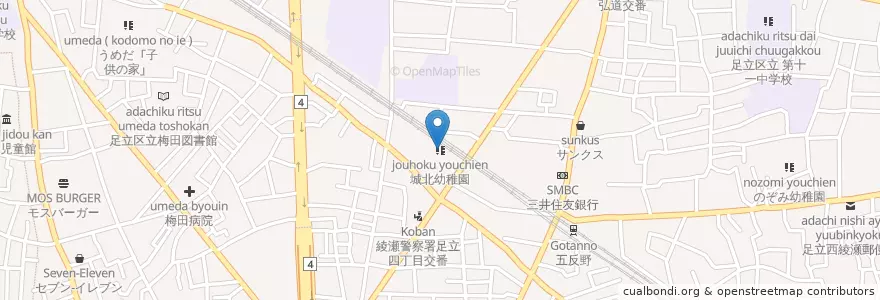 Mapa de ubicacion de 城北幼稚園 en 日本, 東京都, 足立区.