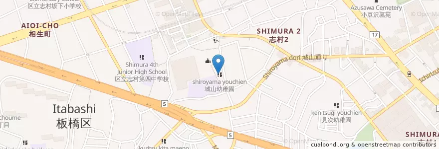 Mapa de ubicacion de 城山幼稚園 en Japan, 東京都, 板橋区.