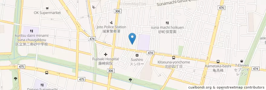 Mapa de ubicacion de 城東消防署砂町出張所 en Japón, Tokio, Koto.