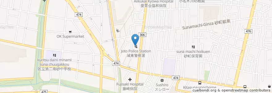 Mapa de ubicacion de 城東警察署 en Japon, Tokyo, 江東区.