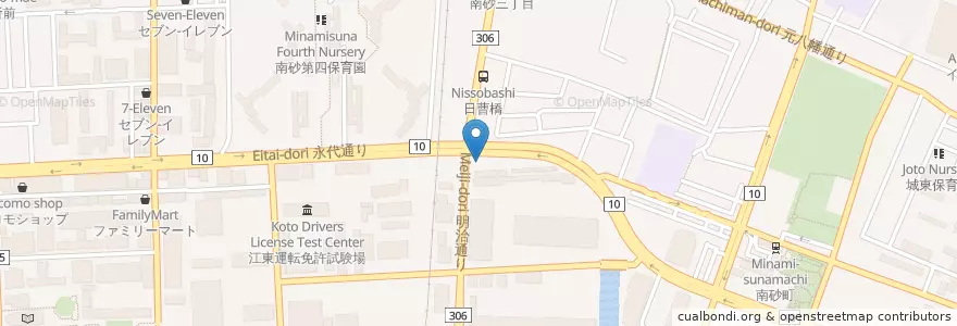 Mapa de ubicacion de 城東警察署 日曹橋交番 en Giappone, Tokyo, 江東区.