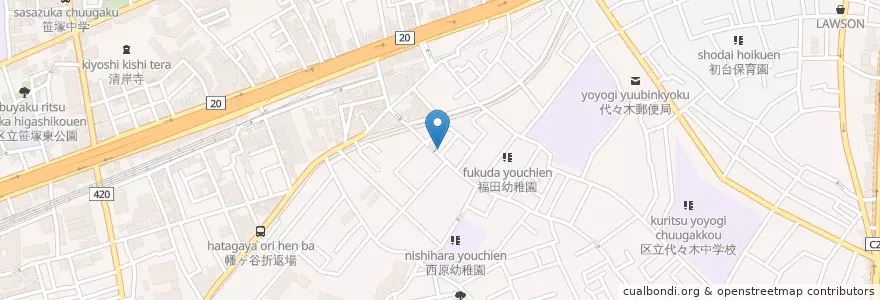 Mapa de ubicacion de 城西幼稚園 en 日本, 東京都, 渋谷区.