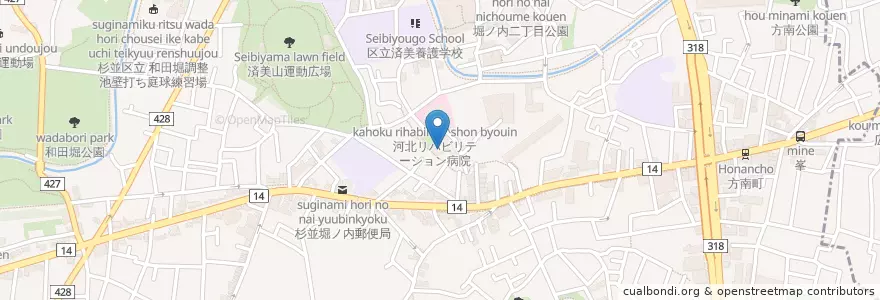 Mapa de ubicacion de 堀ノ内子供園 en Japon, Tokyo, 杉並区.