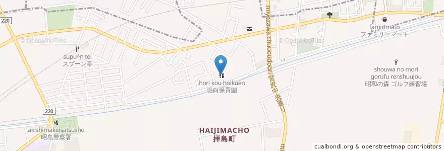 Mapa de ubicacion de 堀向保育園 en 日本, 东京都/東京都, 昭島市.