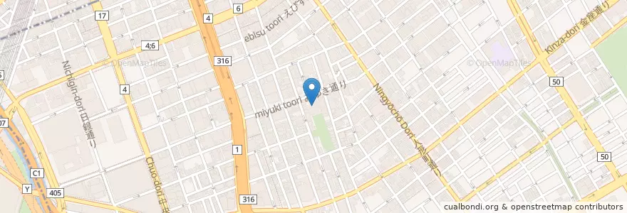 Mapa de ubicacion de 堀留町児童館 en Japón, Tokio, Chuo.