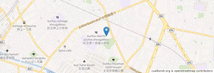 Mapa de ubicacion de 墨田区立あずま図書館 en Japonya, 東京都, 墨田区.