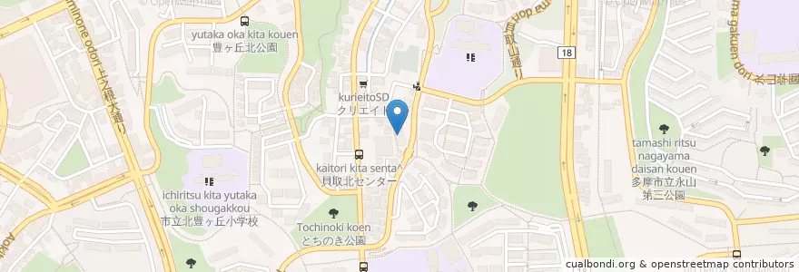 Mapa de ubicacion de 多摩貝取北郵便局 en 日本, 東京都, 多摩市.