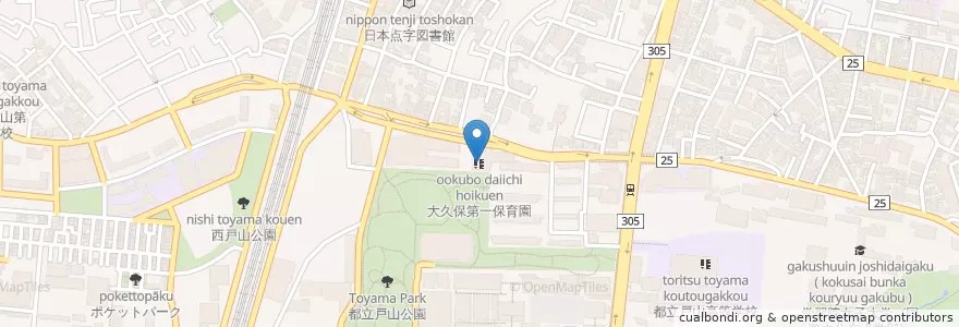 Mapa de ubicacion de 大久保第一保育園 en Japão, Tóquio, 新宿区.