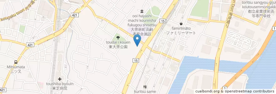 Mapa de ubicacion de 大井消防署 en اليابان, 東京都, 品川区.