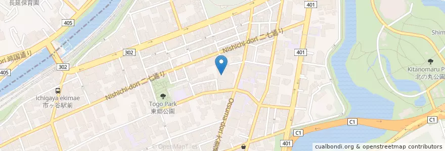 Mapa de ubicacion de 大妻女子大学短期大学部 en Japonya, 東京都, 千代田区.