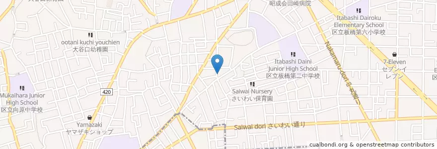 Mapa de ubicacion de 大山西町保育園 en Япония, Токио, Итабаси.
