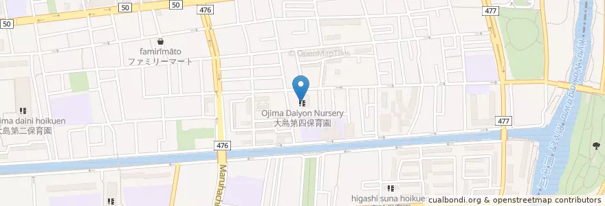 Mapa de ubicacion de 大島第四保育園 en Japon, Tokyo, 江東区.
